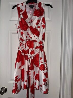 Jessica Howard Red Floral Wrap Mini Dress